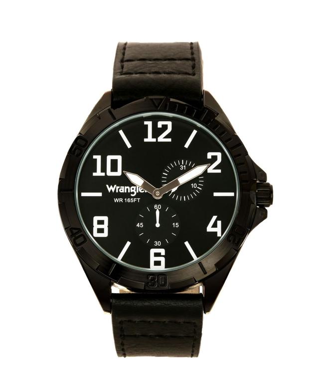 Wrangler Mens Watch, 48MM Ip Black Case Sunray Dial, White Applied Arabic Markers, Rugged Texture Black Strap Stitching, Multi- Product Image