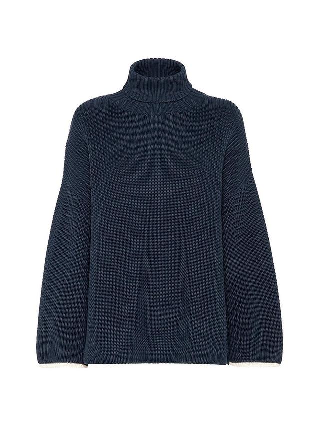 Womens Cotton English Rib Turtleneck Sweater Product Image
