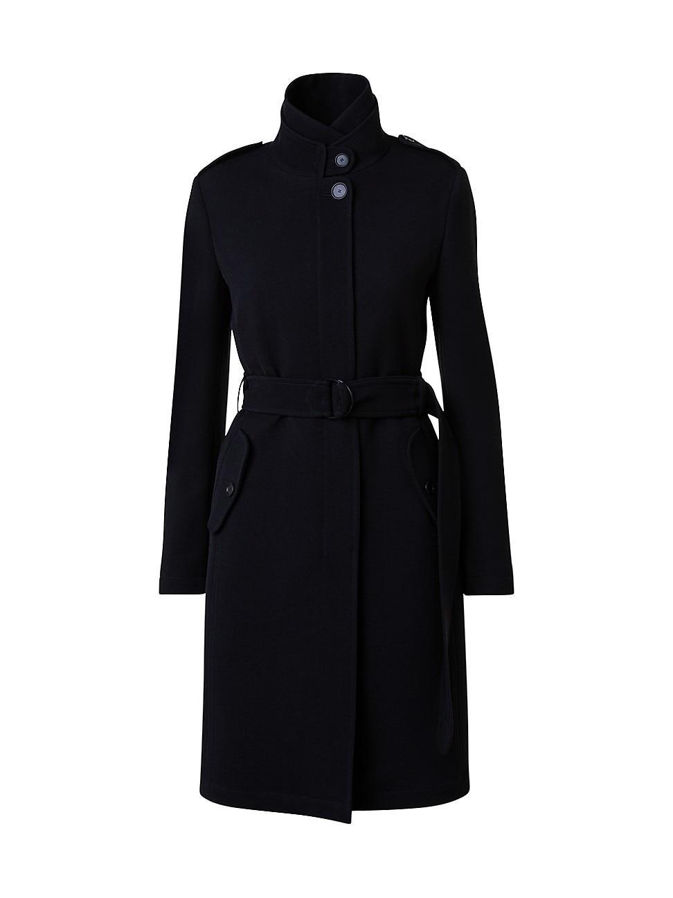 Womens Virgin Wool Belted Long Jacket Product Image