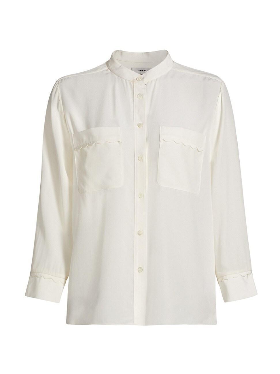 Womens Scallop Trim Silk Shirt product image