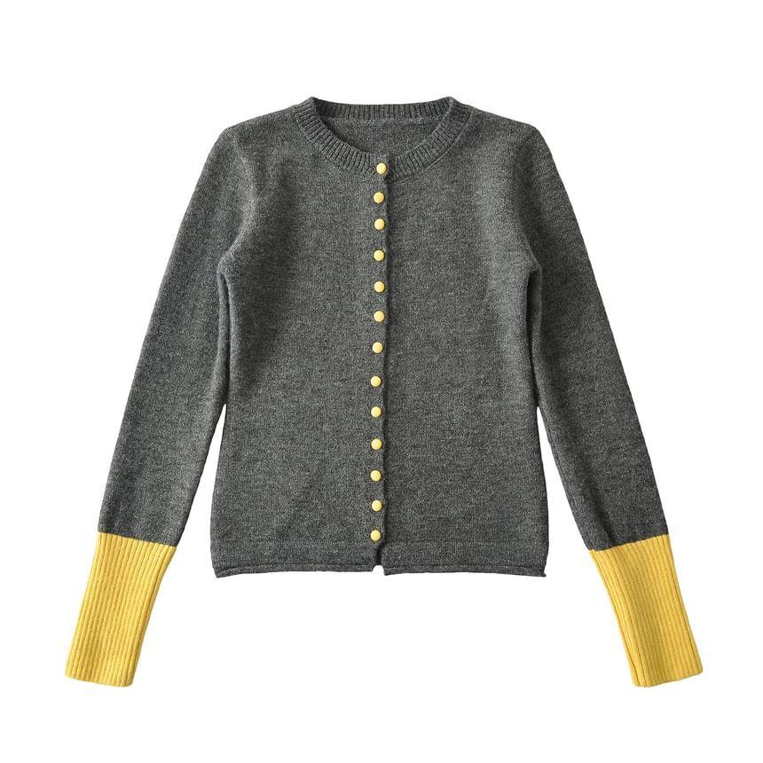 Round Neck Two Tone Cardigan Product Image