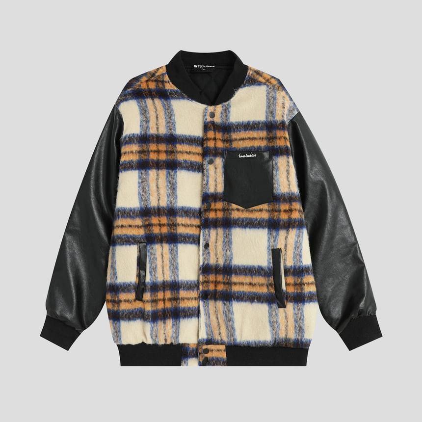 Plaid Button-Up Jacket Product Image