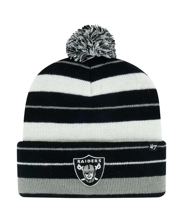 Mens 47 Brand Black Las Vegas Raiders Powerline Cuffed Knit Hat with Pom Product Image