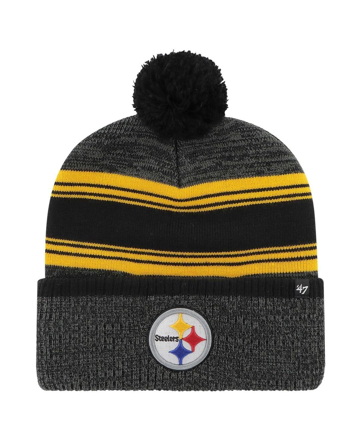 Mens 47 Brand Black Pittsburgh Steelers Fadeout Cuffed Knit Hat with Pom Product Image