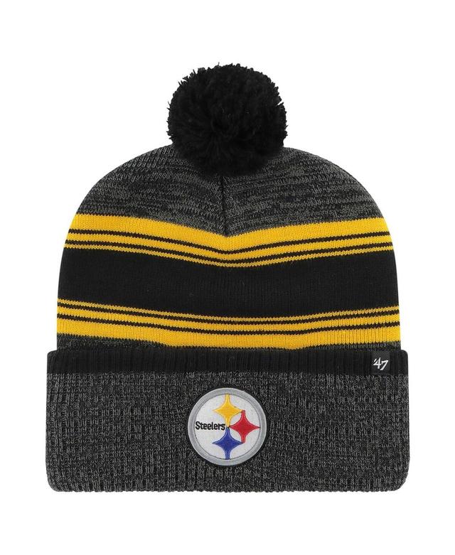 Mens 47 Brand Black Pittsburgh Steelers Fadeout Cuffed Knit Hat with Pom Product Image