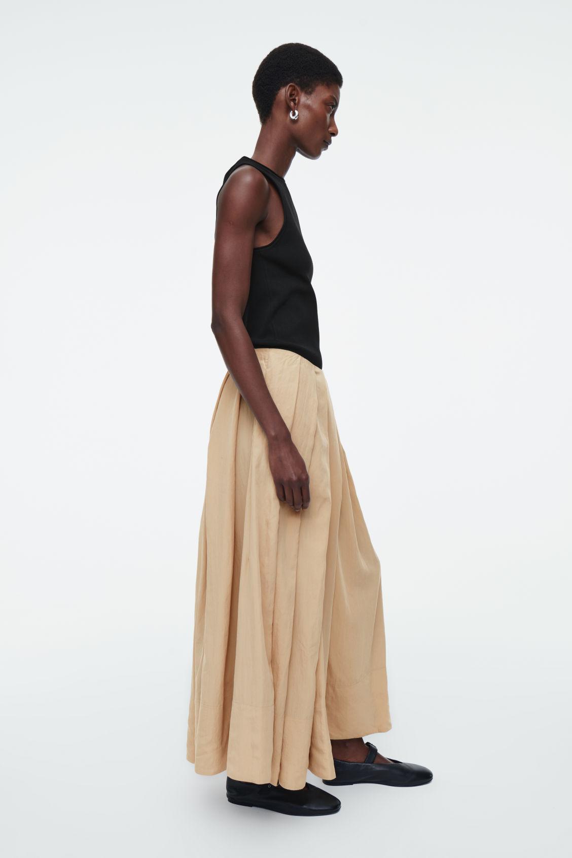 PLEATED A-LINE MIDI SKIRT Product Image