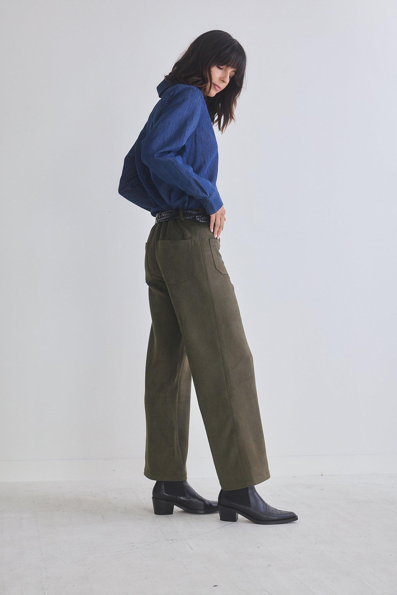 Finesse Microsuede Wide Leg Pants Product Image