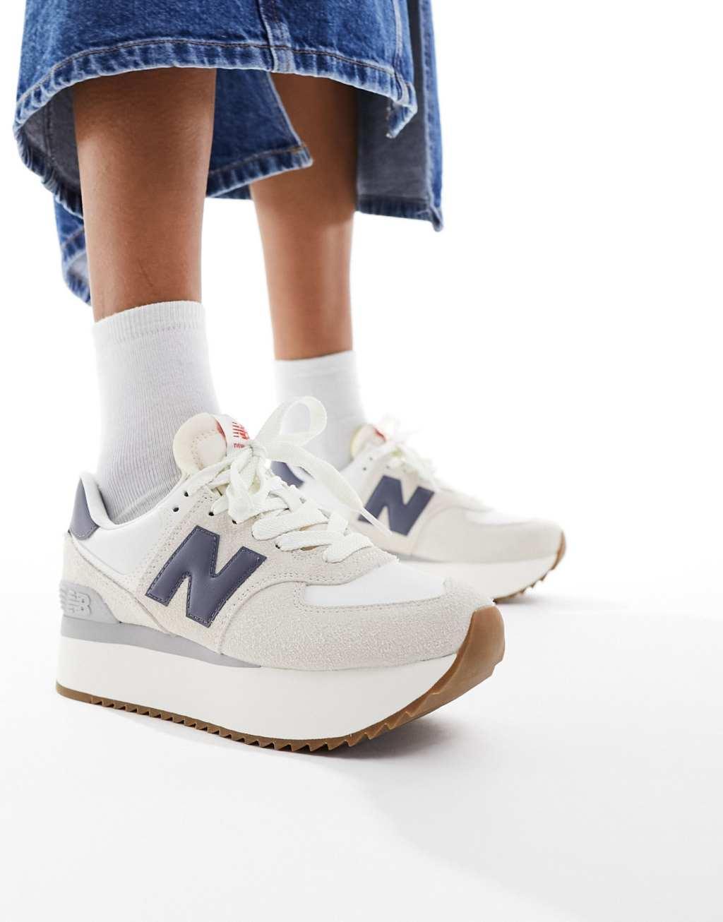 New Balance 574 sneakers in white with navy detail product image