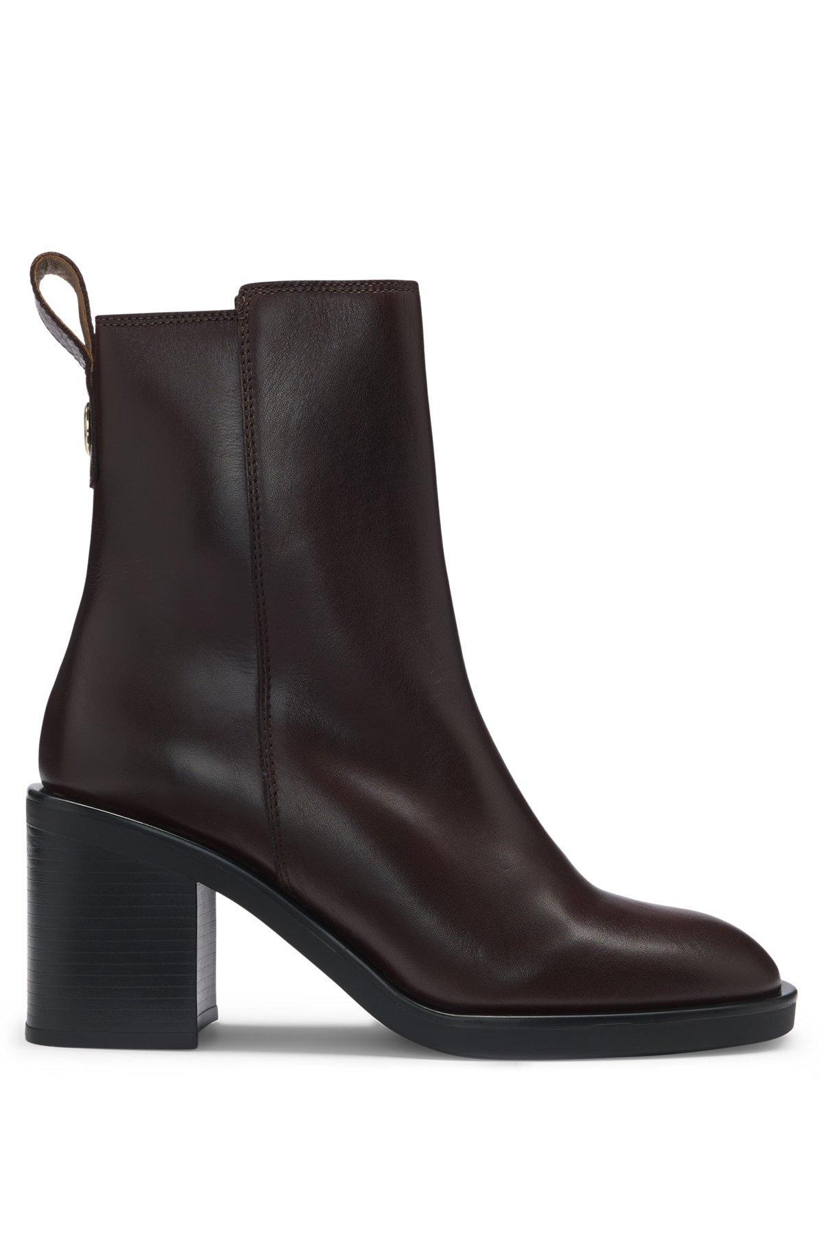 Leather boots with 7cm block heel Product Image