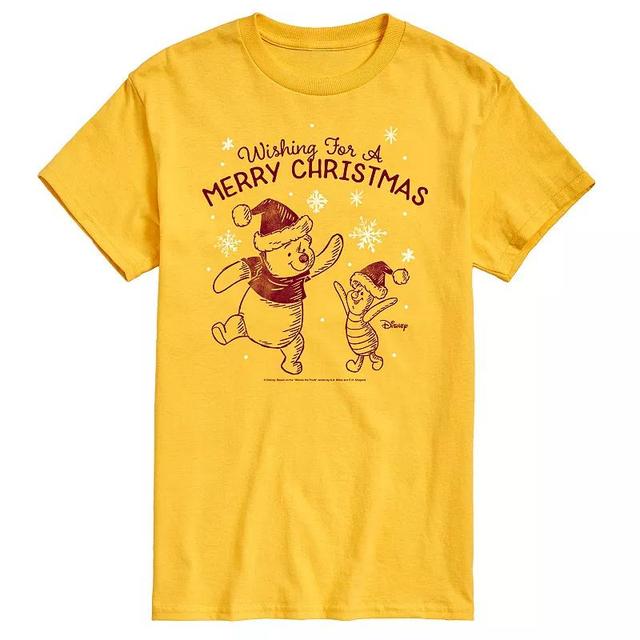 Disneys Winnie The Pooh Mens Wish For Merry Christmas Graphic Tee Athletic Grey Product Image