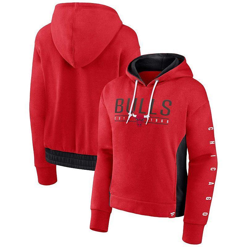 Womens Fanatics Red Chicago Bulls Iconic Halftime Colorblock Pullover Hoodie Product Image