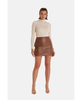 Furniq Uk Womens Leather Skirts, Whiskey Product Image