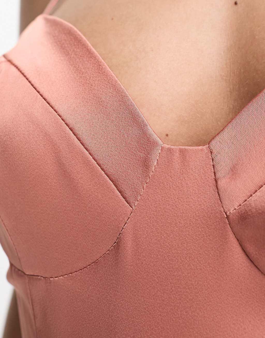 ASOS DESIGN satin corset detail maxi dress in terracotta Product Image