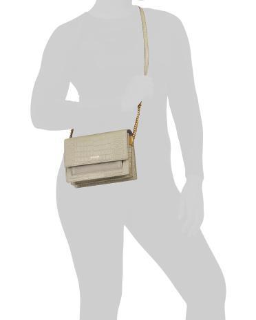 Leather Croco Flap Over Crossbody for Women Product Image