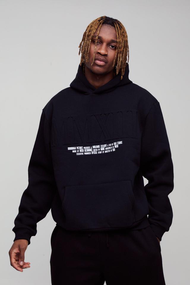 Tall Oversized MMXIII Embossed Hoodie | boohooMAN USA Product Image