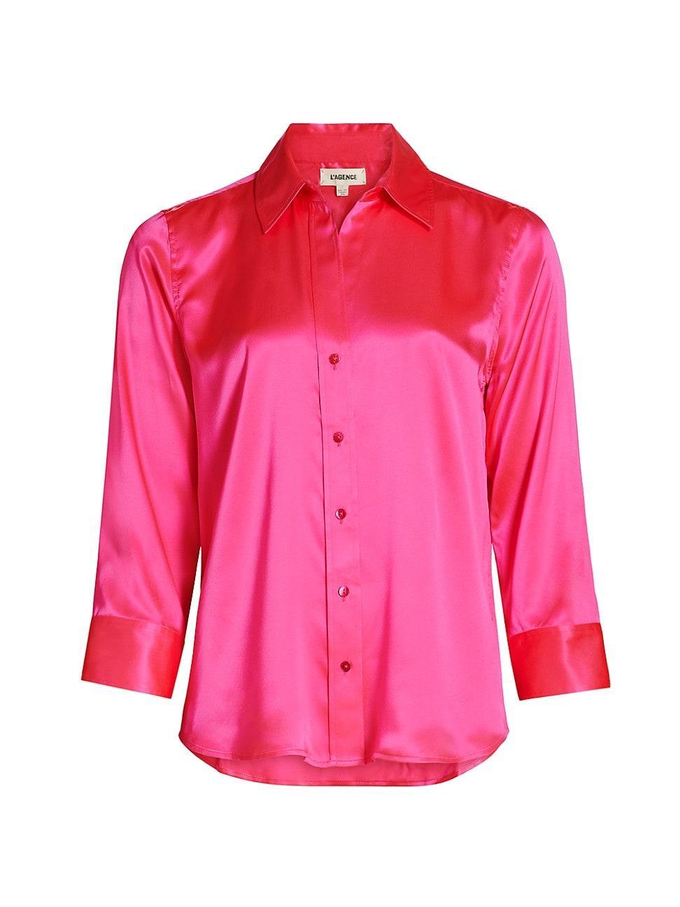 Womens Dani Three-Quarter Sleeve Silk Blouse - Petal - Size Medium Product Image