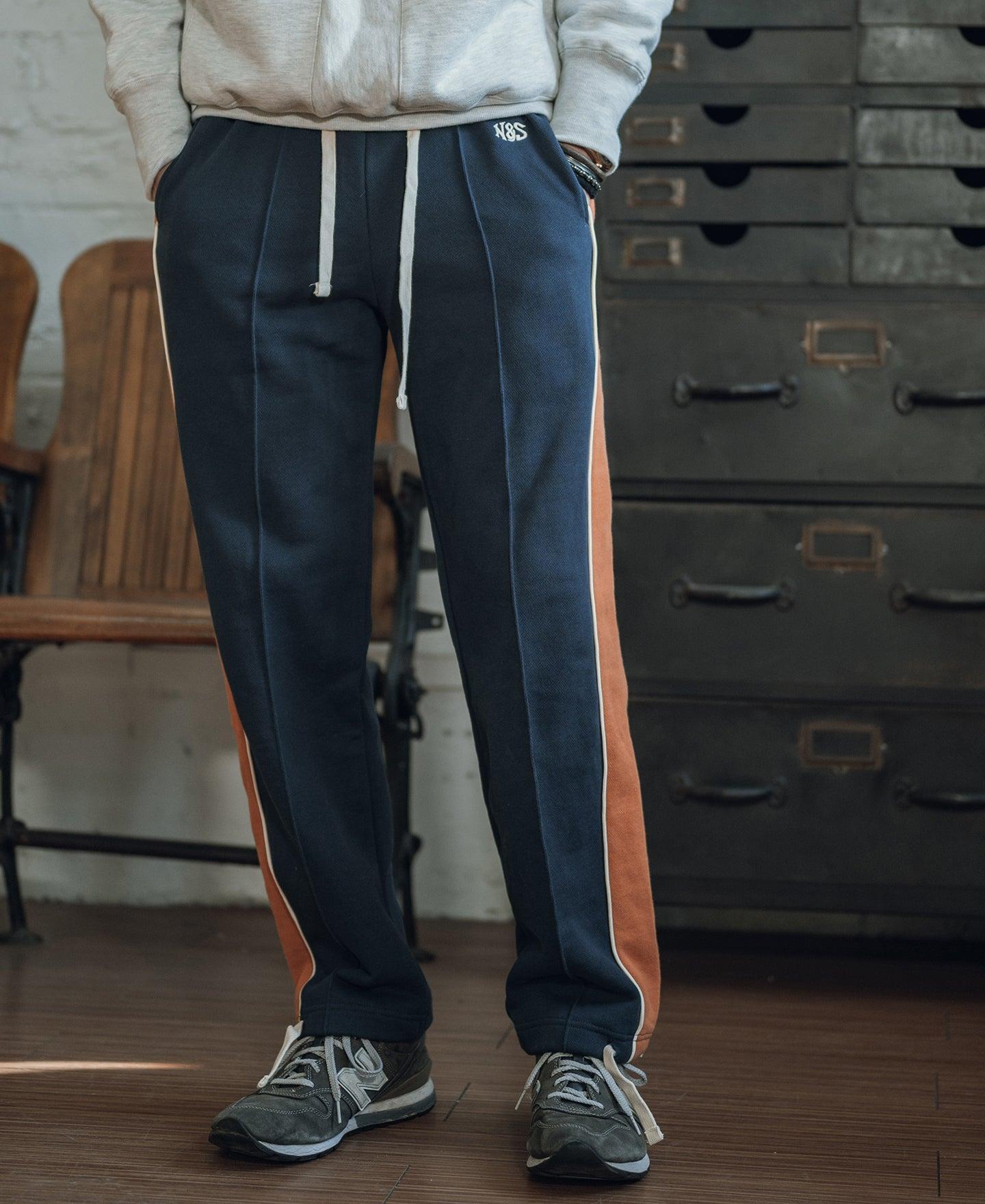 Classic Straight-Leg Striped Logo-Embroidered Cotton-Terry Sweatpants - Navy Product Image