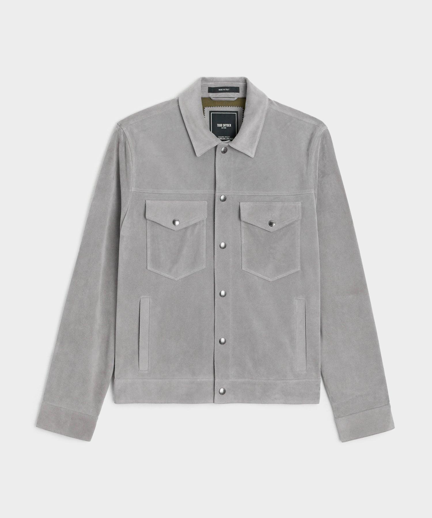 Italian Suede Snap Dylan Jacket in Light Grey Product Image