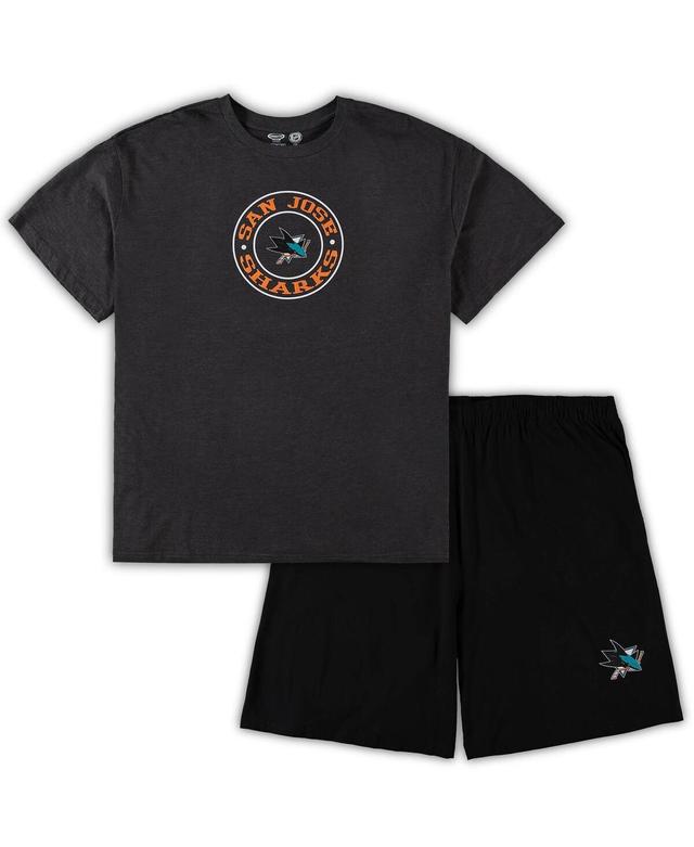 Mens Concepts Sport Black/Heathered Charcoal San Jose Sharks Big & Tall T-Shirt & Shorts Sleep Set Product Image