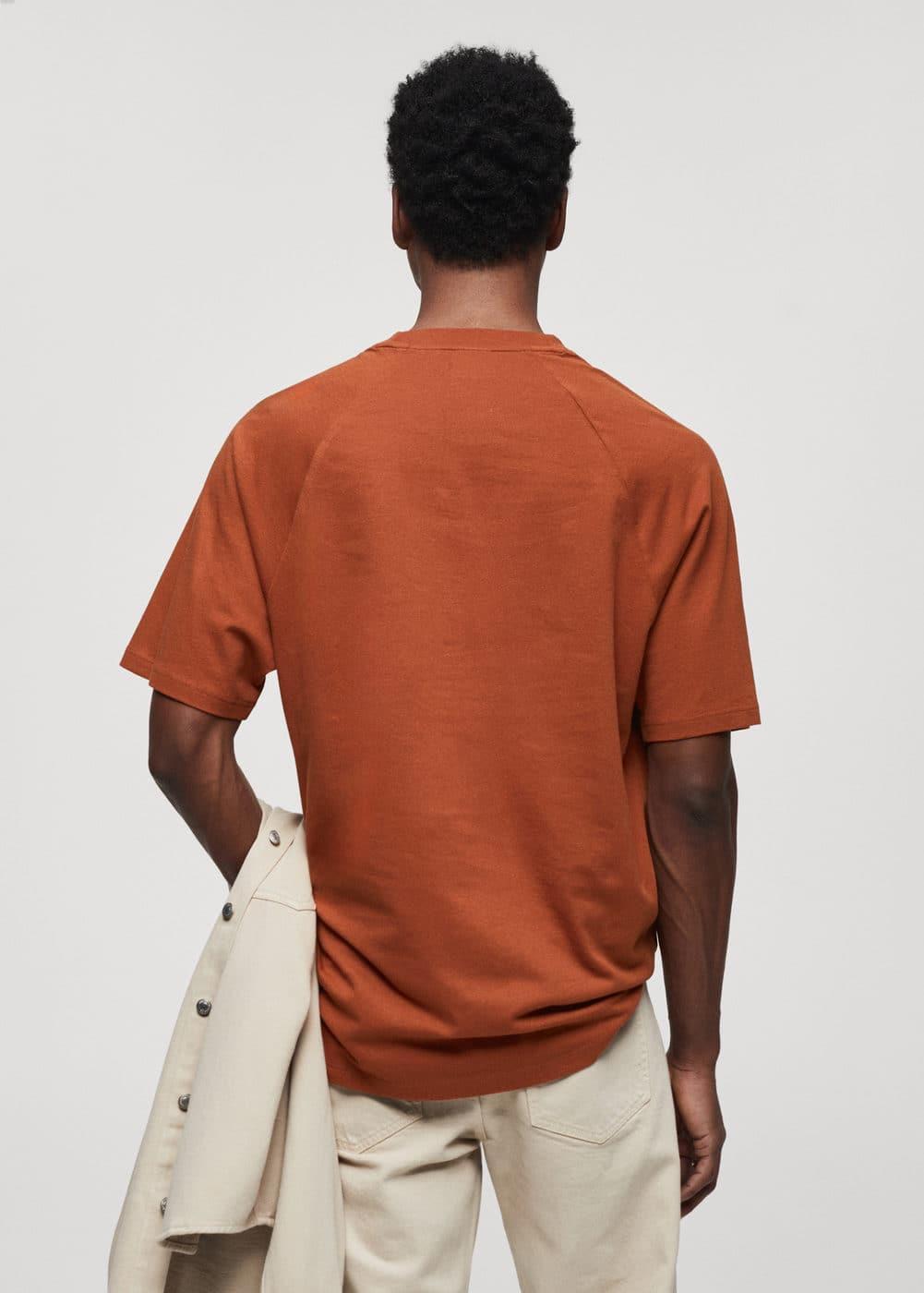 MANGO MAN - Relaxed fit cotton t-shirt burnt orangeMen Product Image