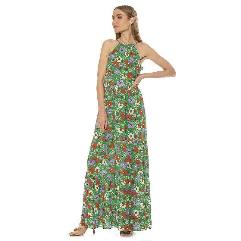 Womens ALEXIA ADMOR Kira Ruffle Halter Maxi Dress Product Image