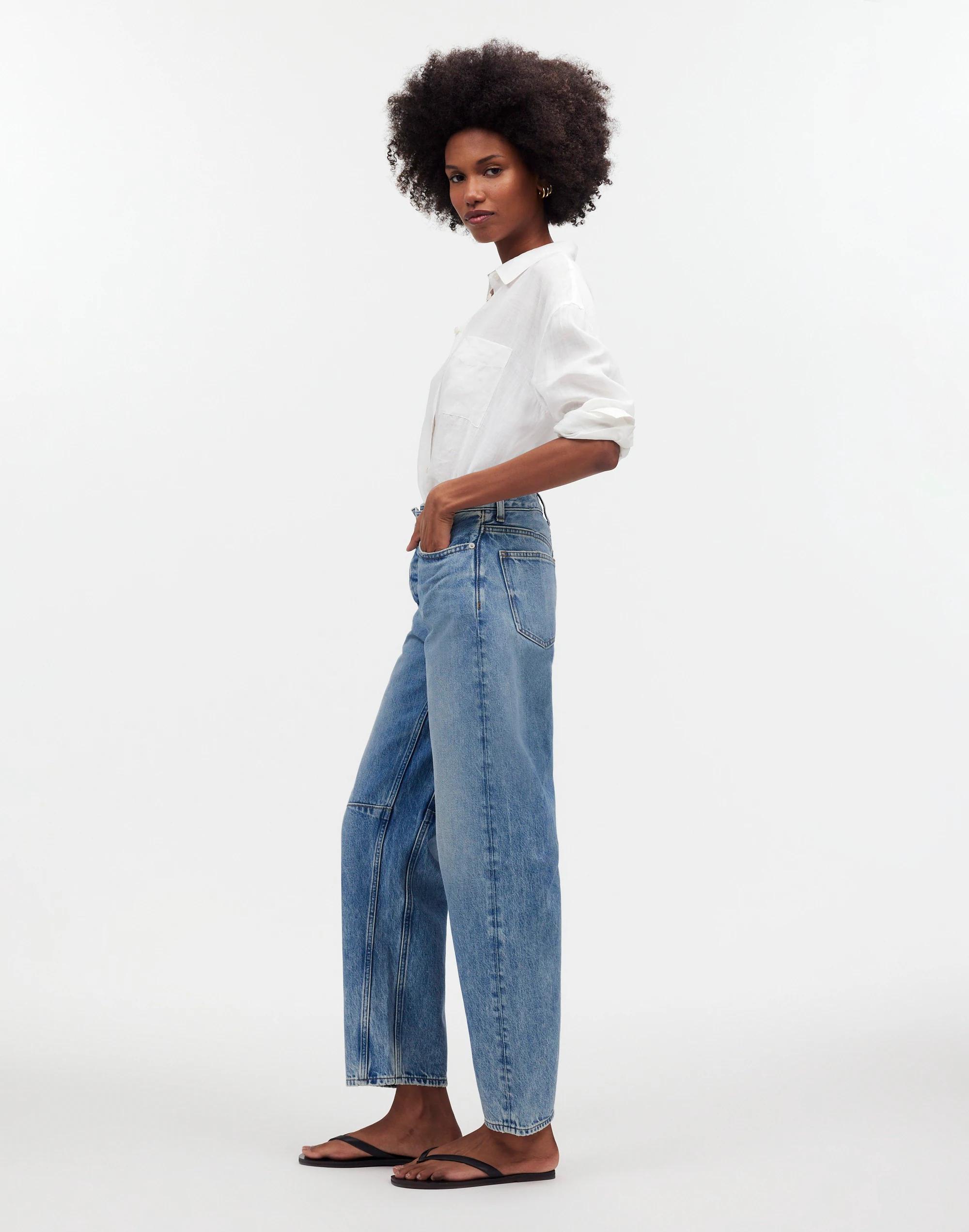 The Darted Barrel-Leg Jean in Dobbins Wash Product Image