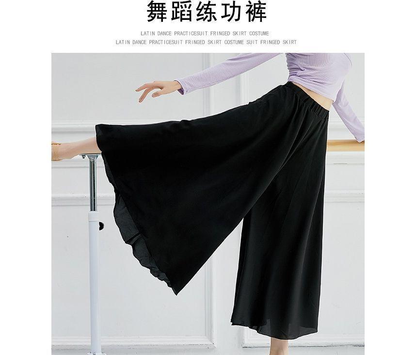 High Waist Plain Wide Leg Dance Pants Product Image