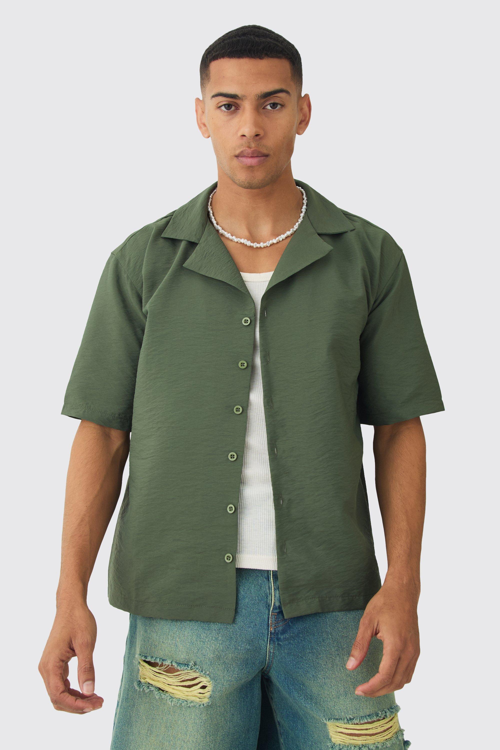 Oversized Crinkle Revere Shirt | boohooMAN USA Product Image