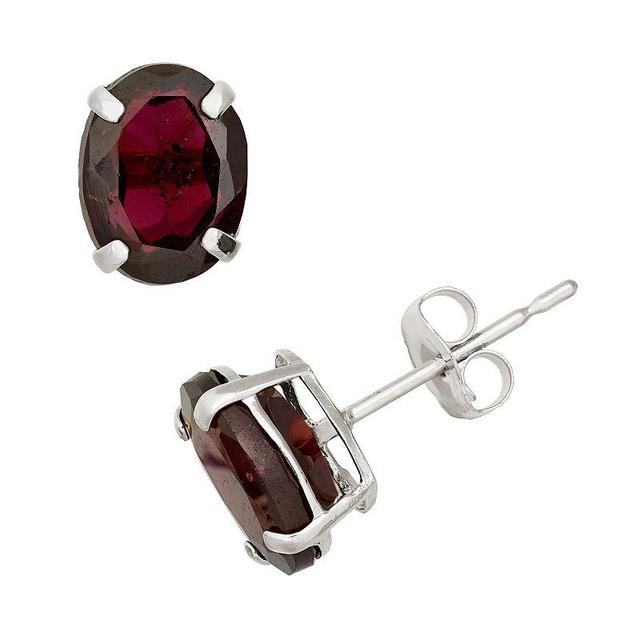 Designs by Gioelli Garnet 10k White Gold Oval Stud Earrings, Womens, Red Product Image