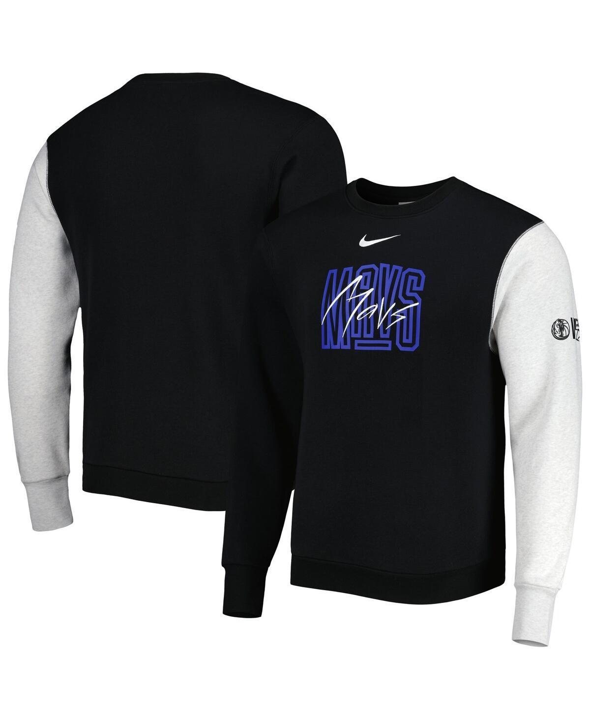 NIKE Men's  Black, Heather Gray Dallas Mavericks Courtside Versus Force & Flight Pullover Sweatshirt In Black,heather Gray Product Image