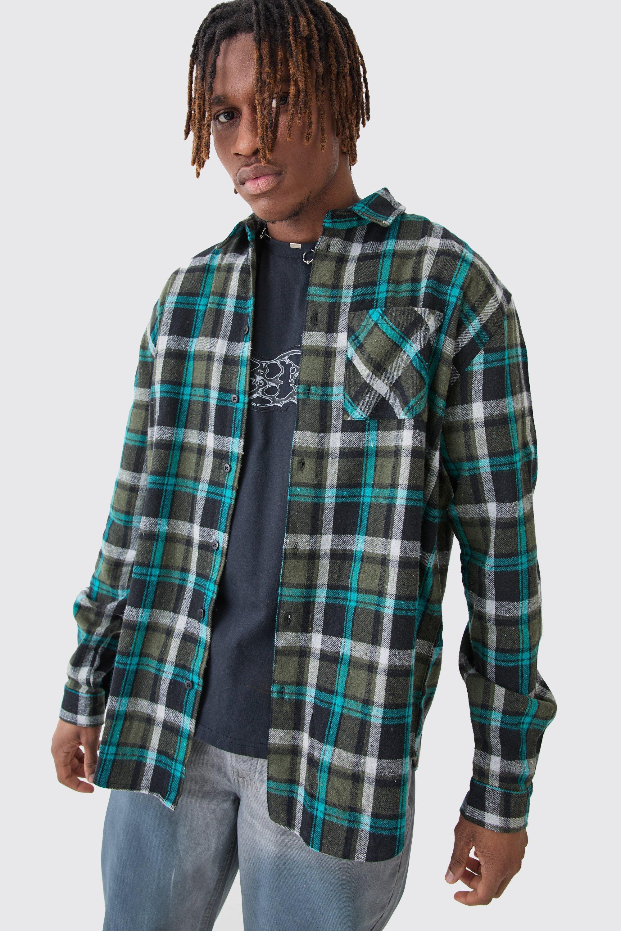 Tall Heavy Weight Check Overshirt | boohooMAN USA Product Image