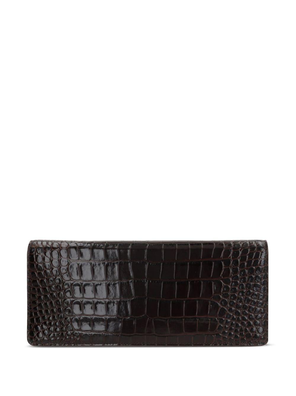 crocodile-embossed leather clutch bag Product Image