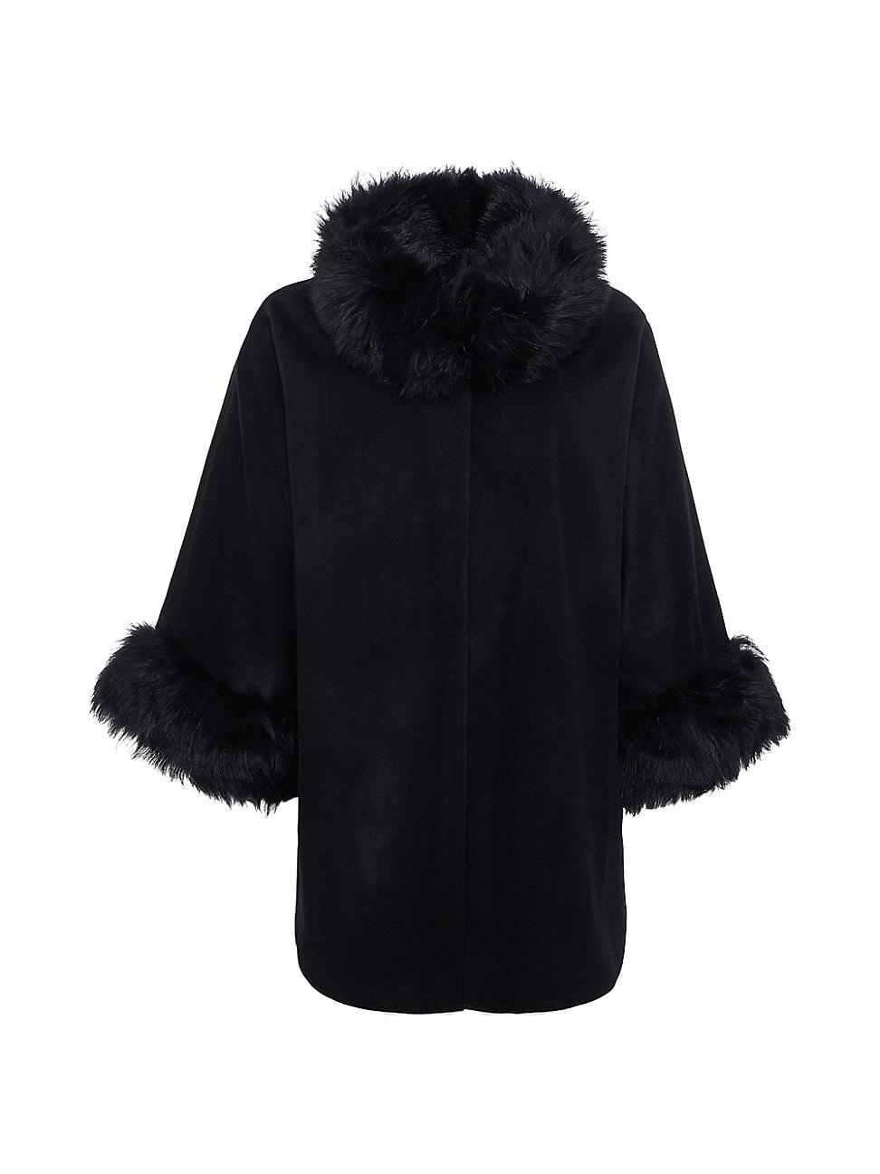 Womens Cashmere and Wool Blend Cape with Select Lamb Trim Product Image