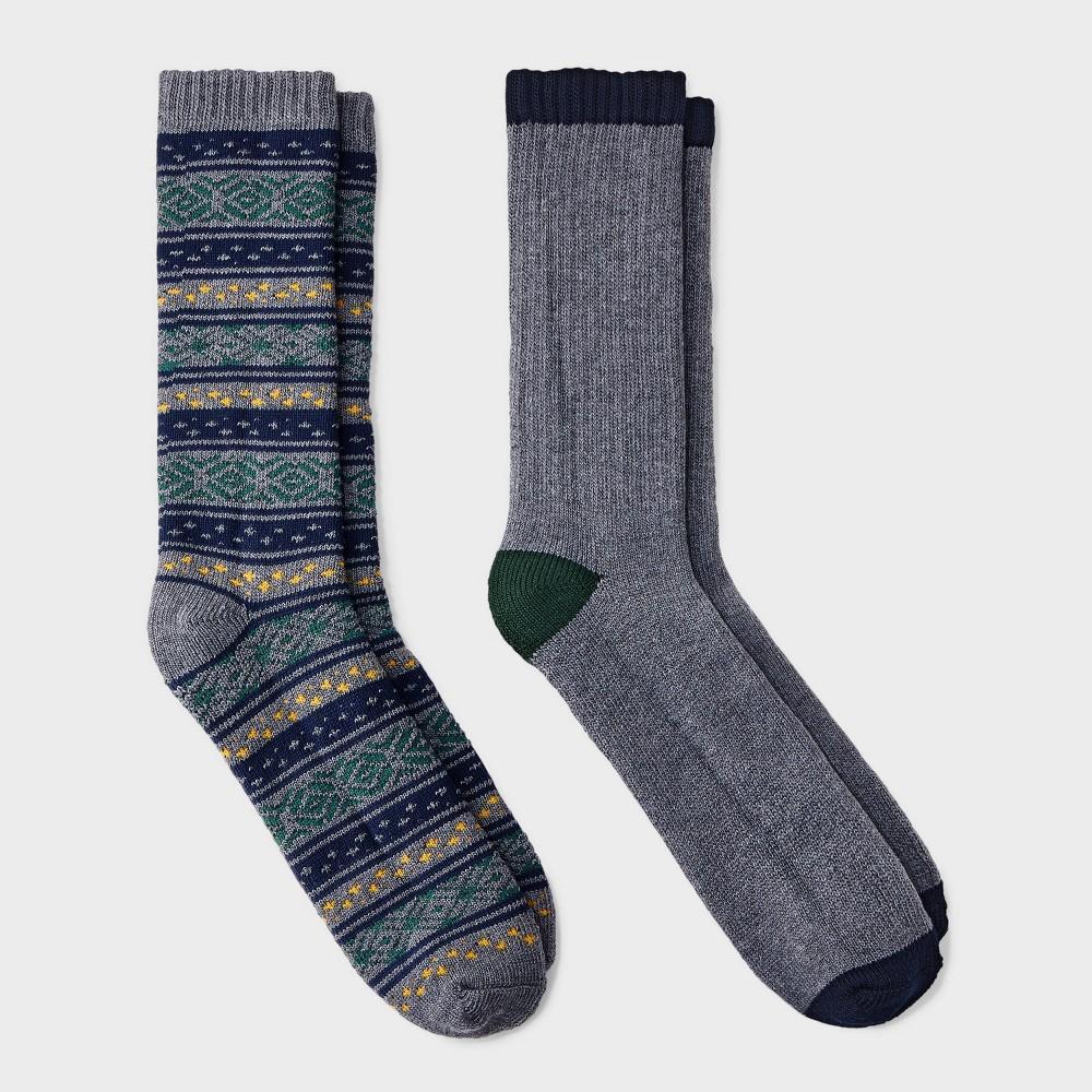 Mens Striped Cozy Cabin Socks 2pk - Goodfellow & Co - Gray Product Image