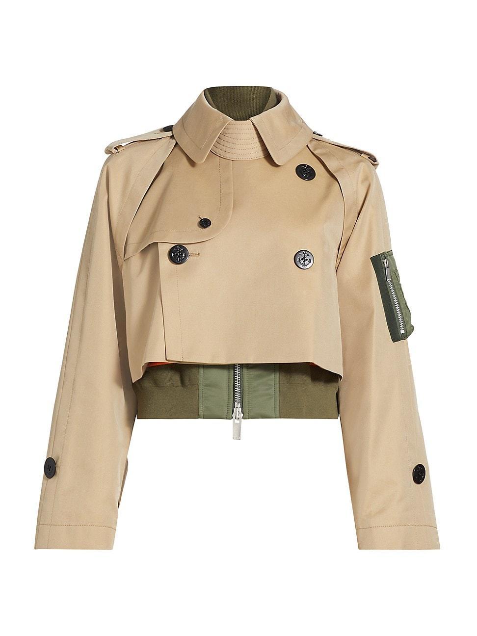 Womens Trench Bomber Crop Jacket Product Image