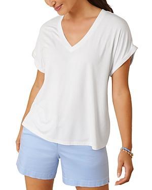 Tommy Bahama Kauai Jersey V-Neck Tee (Tea Leaf) Women's Clothing Product Image