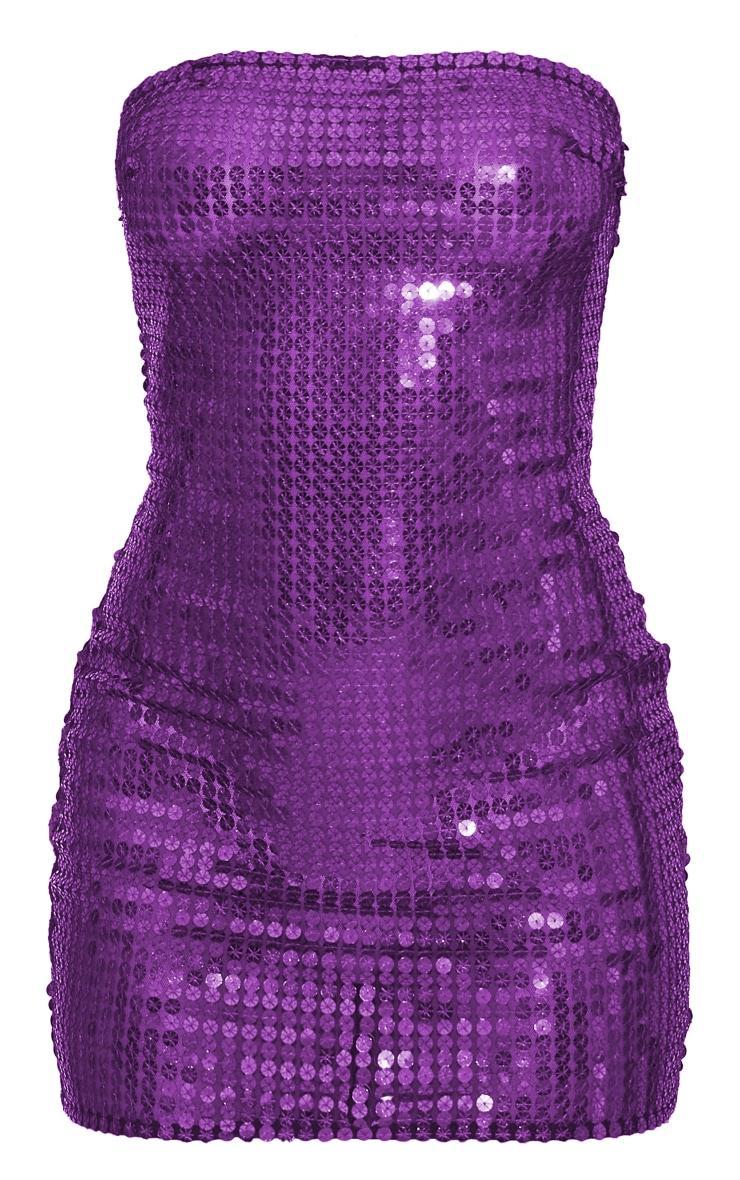  Purple Sheer Sequin Bandeau Mini Dress Product Image