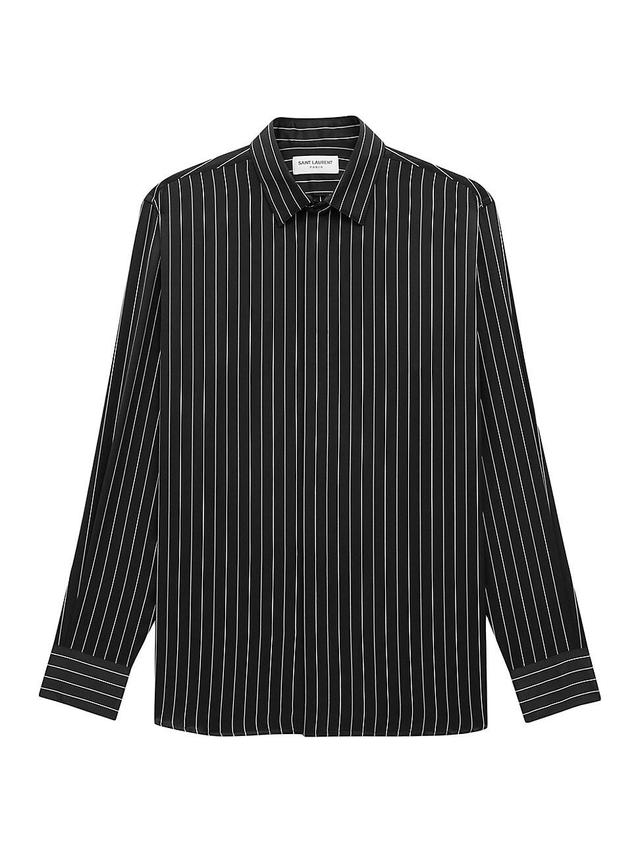 Mens Shirt in Striped Silk Satin Product Image