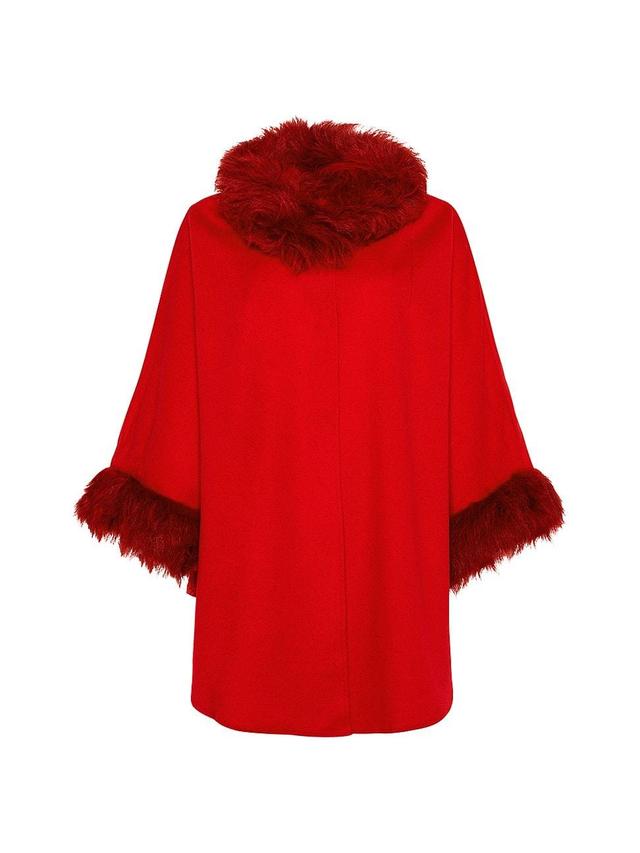 Wool and Cashmere Cape with Lamb Shearling Trim Product Image