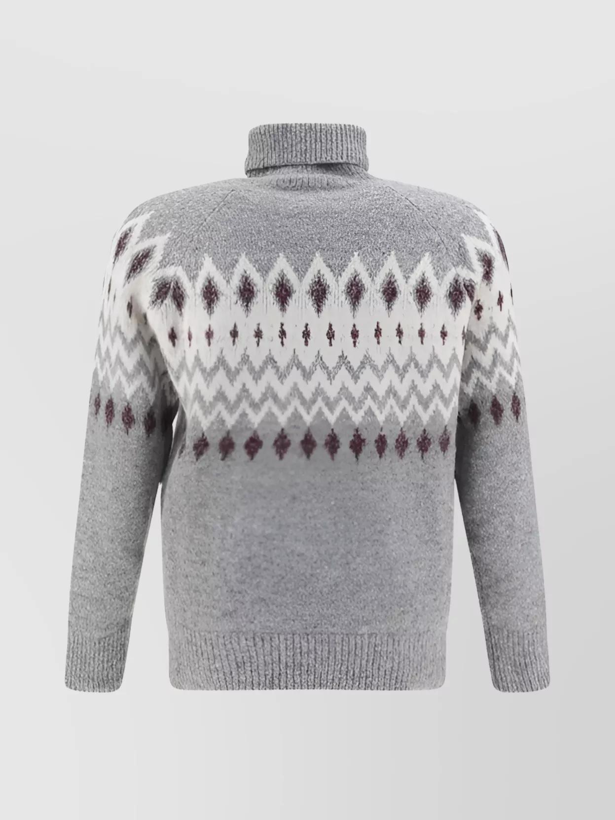 Diamond Alpaca Wool Turtleneck Sweater In Gray Product Image