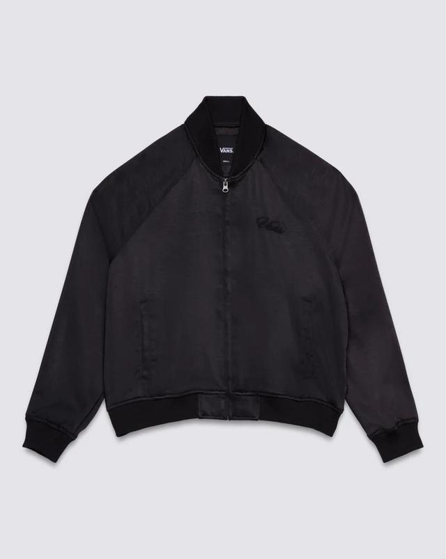 Satin Cropped Bomber Jacket Product Image