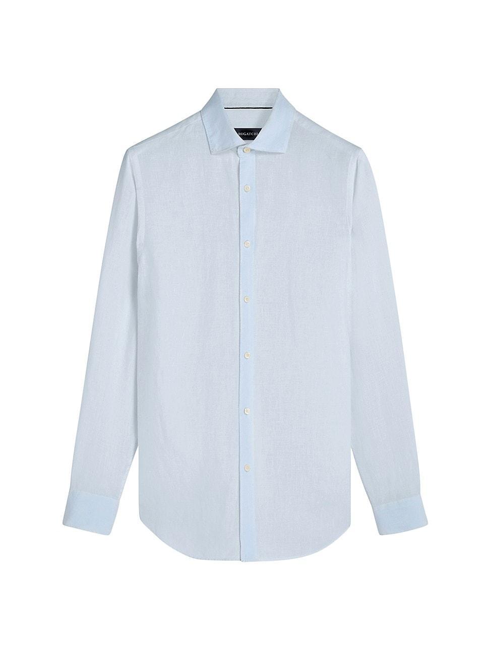 Mens Linen Long-Sleeve Button-Up Shirt Product Image