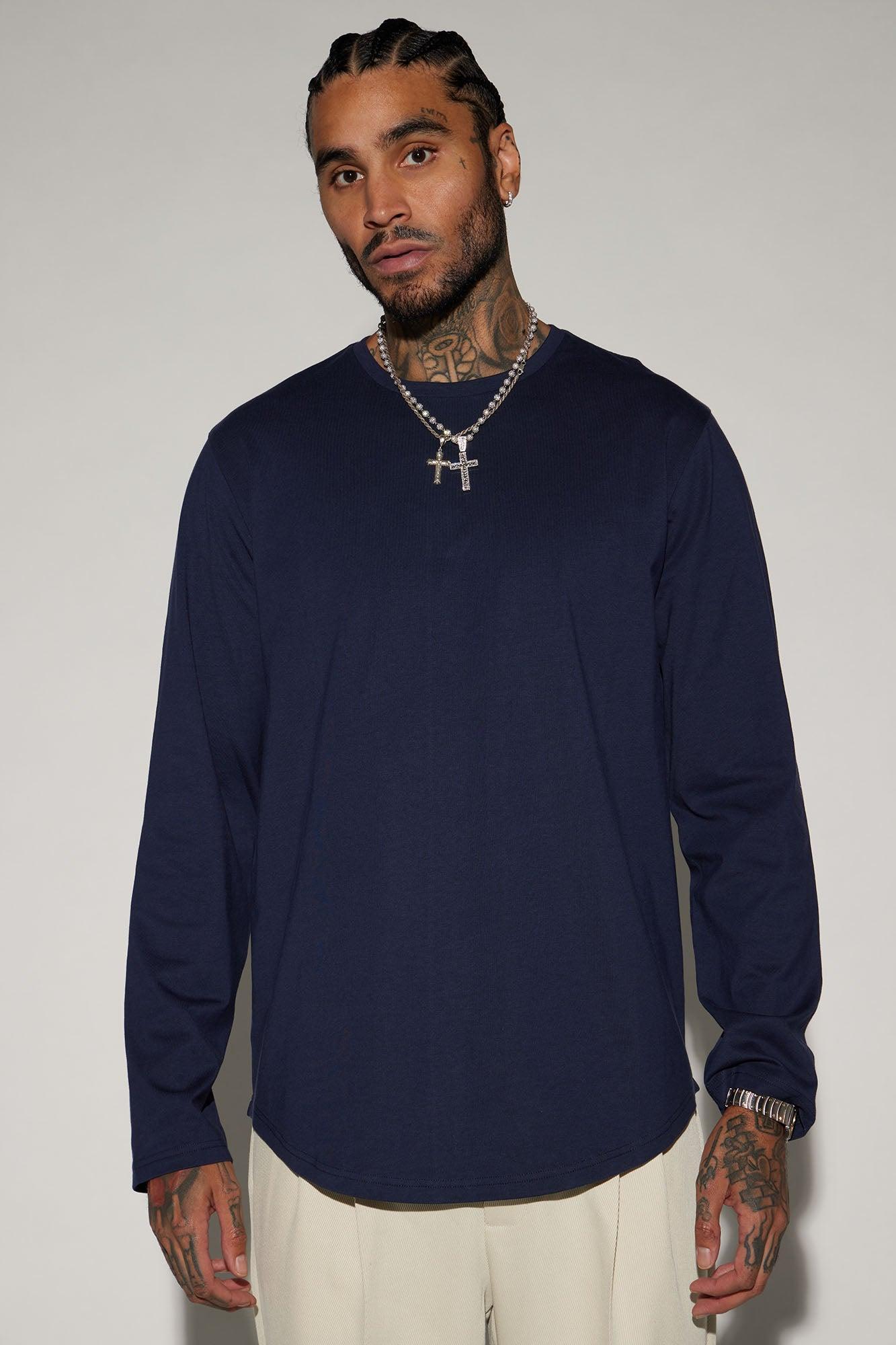 Essential Long Sleeve Scallop Tee - Navy product image