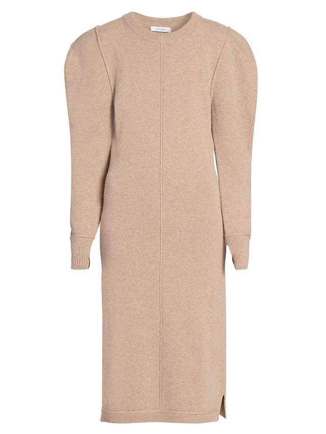 Womens Wool Seamed Crewneck Midi-Dress Product Image