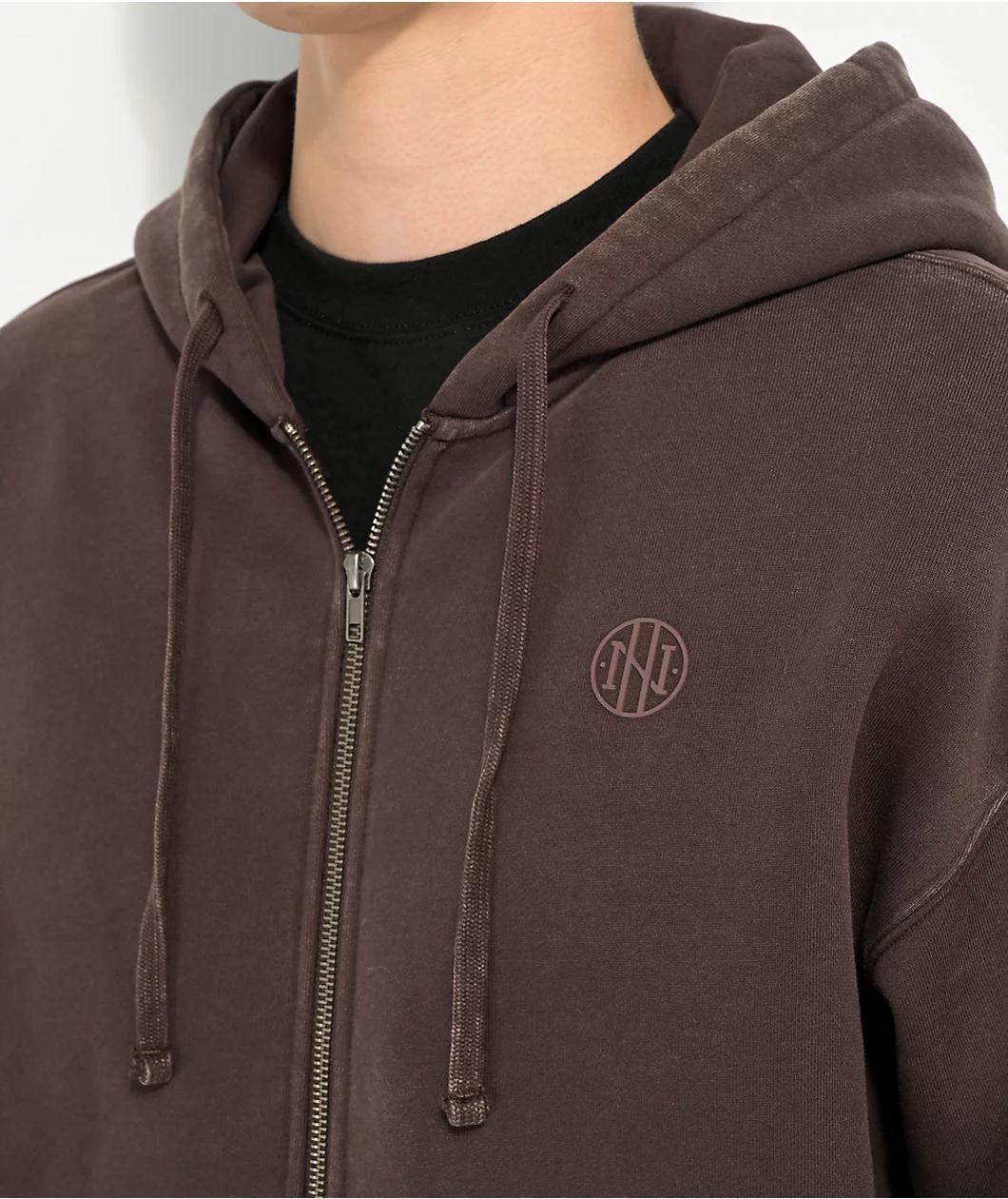 Ninth Hall Fundamentals Brown Boxy Zip Hoodie Product Image