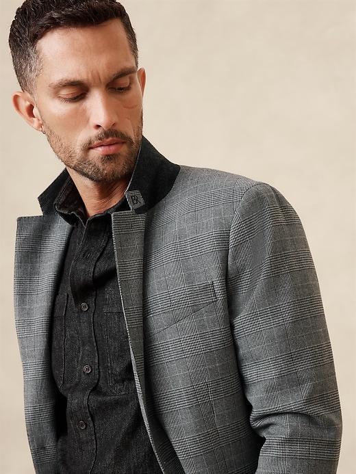 Tailored-Fit Gray Prince Of Wales Suit Jacket Product Image