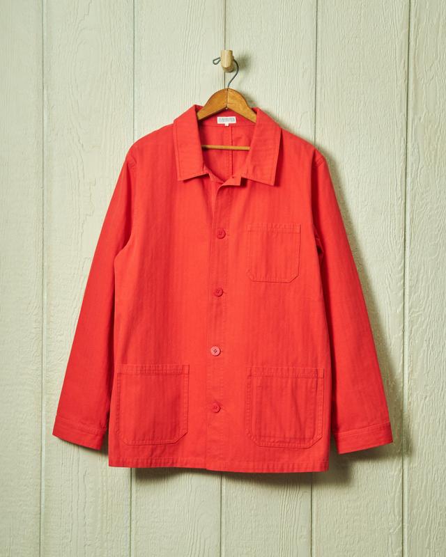 French Workman’s Jacket in Nautical Red Herringbone Product Image