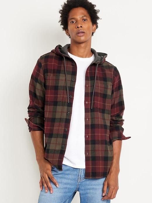 Hooded Flannel Shirt Product Image