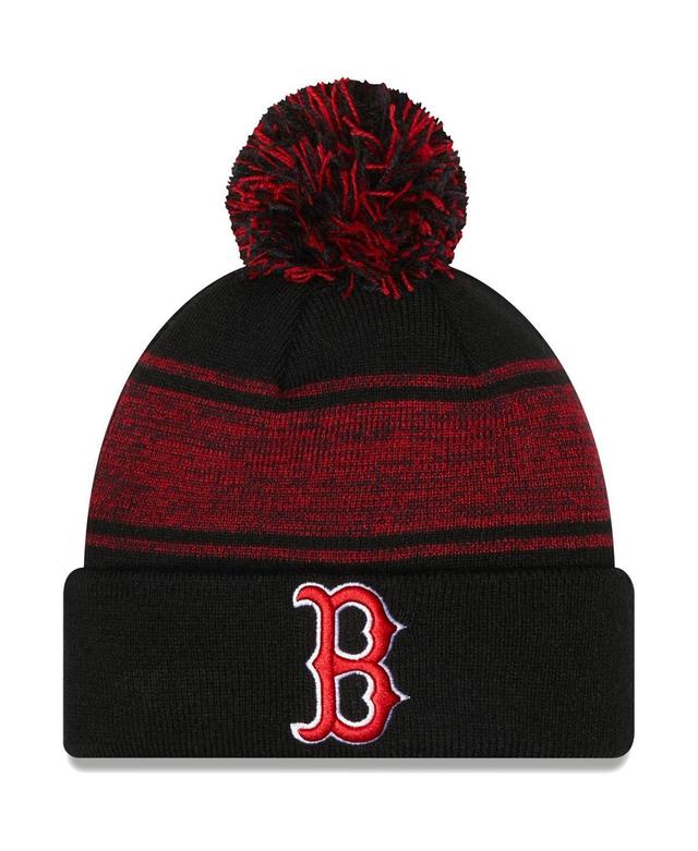 Mens New Era Black Boston Red Sox Chilled Cuffed Knit Hat with Pom Product Image