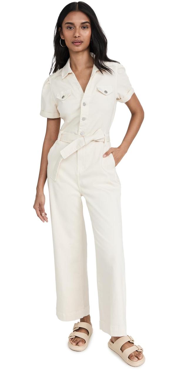 PAIGE Anessa Short Sleeve Jumpsuit in Quartz Sand at Nordstrom, Size 00 Product Image